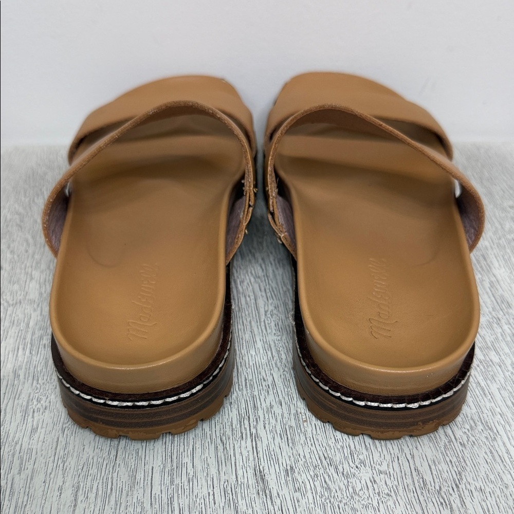 Madewell Size 6 The Charley Double-Strap Slide Camel Leather Sandals - Picture 5 of 11